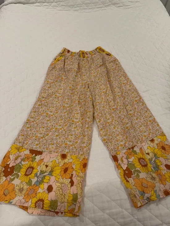 American Eagle Outfitters Yellow Floral Wide-Leg Palazzo Pants - Picture 2 of 5